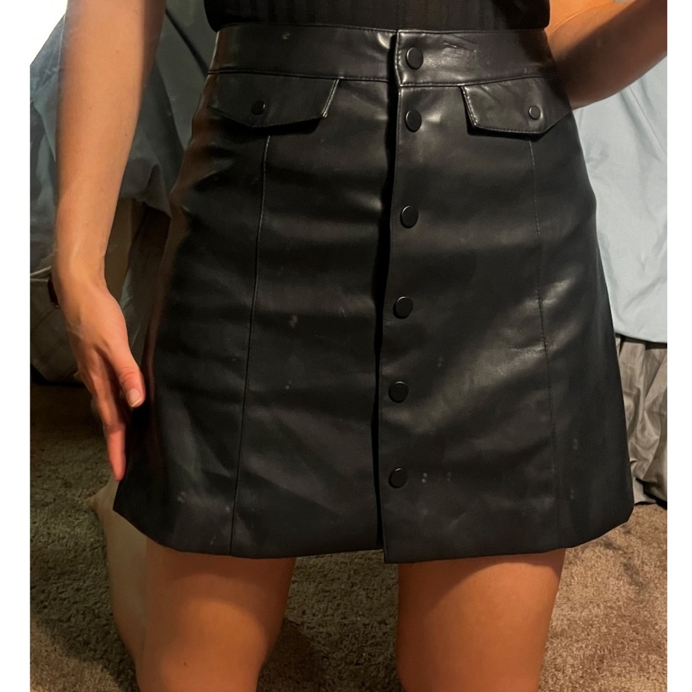 Black Leather-like Mini Skirt
